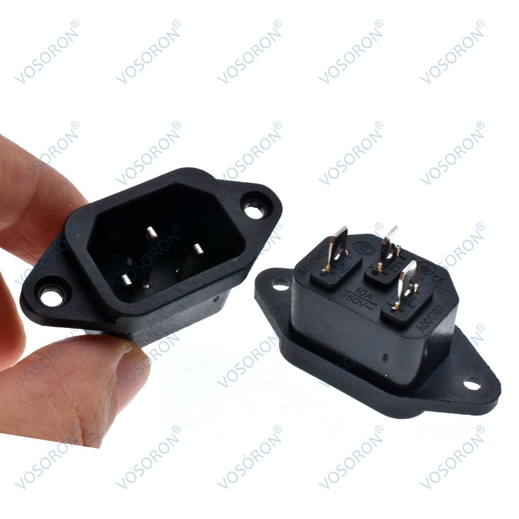 AC 250V 10A IEC 320 C14 Panel Mount Plug Adapter Power Connector Socket
