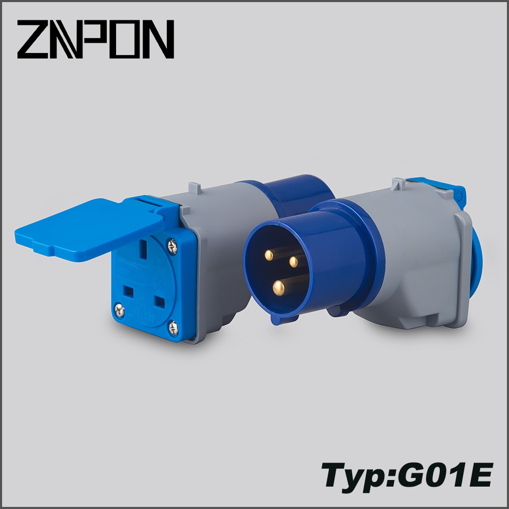 ZNPON 16A Plug to 13A UK Socket Fly Lead Converter