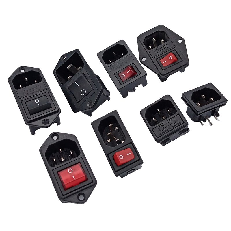 TUV Approved 0717-2S Inlet Switch Two Replaceable Fused 10A 250V IEC C14 AC Power Entry Module Electrical Plug Type
