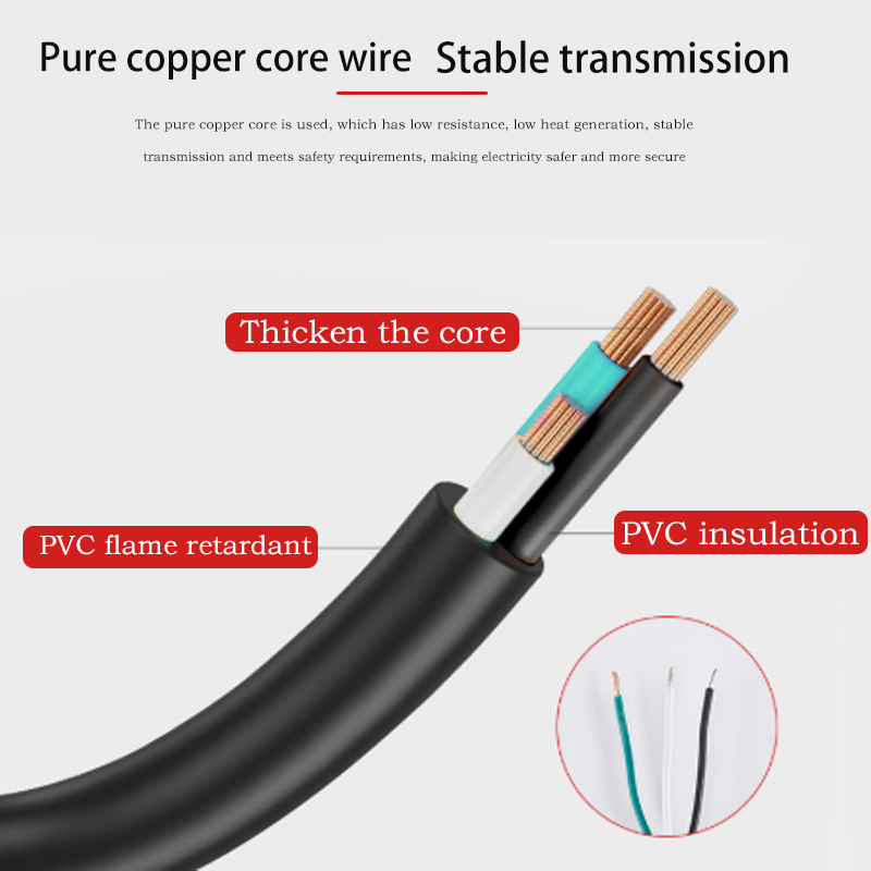 American three-plug power cord, ETL American PVC flame retardant sheath, square plug, power cord for electrical equipment
