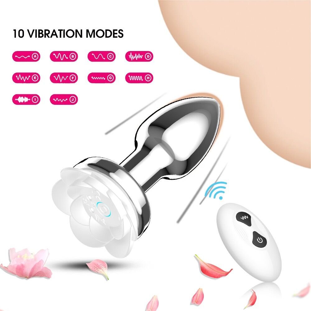 Adult Luminous Electric Anal Dildo Couple Intimate Toys Vibrating Remote control Metal Anal Plug App Control for Man Woman