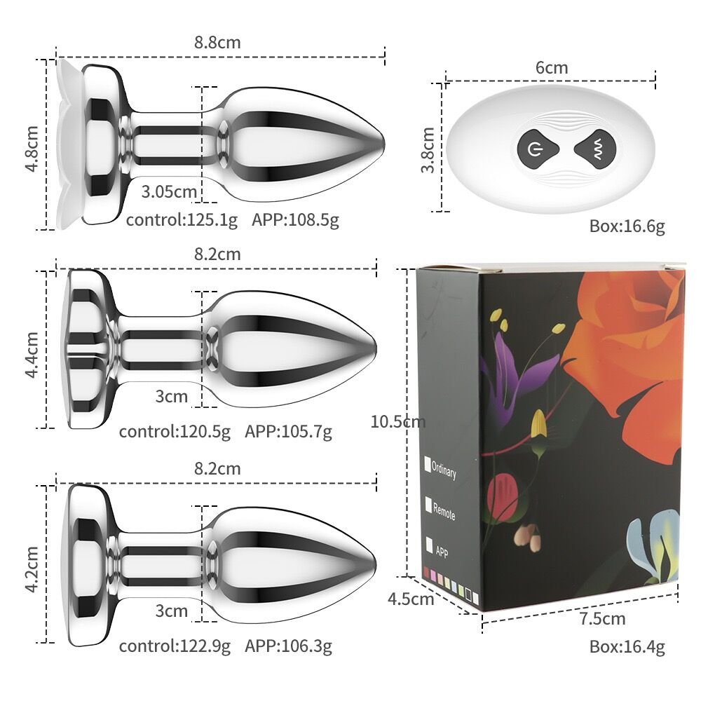 Adult Luminous Electric Anal Dildo Couple Intimate Toys Vibrating Remote control Metal Anal Plug App Control for Man Woman