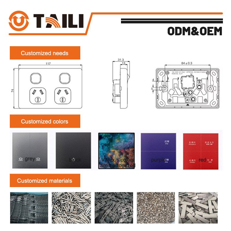 Taili Wall Socket Europe Standard 16A French plug Outlet With Threadless