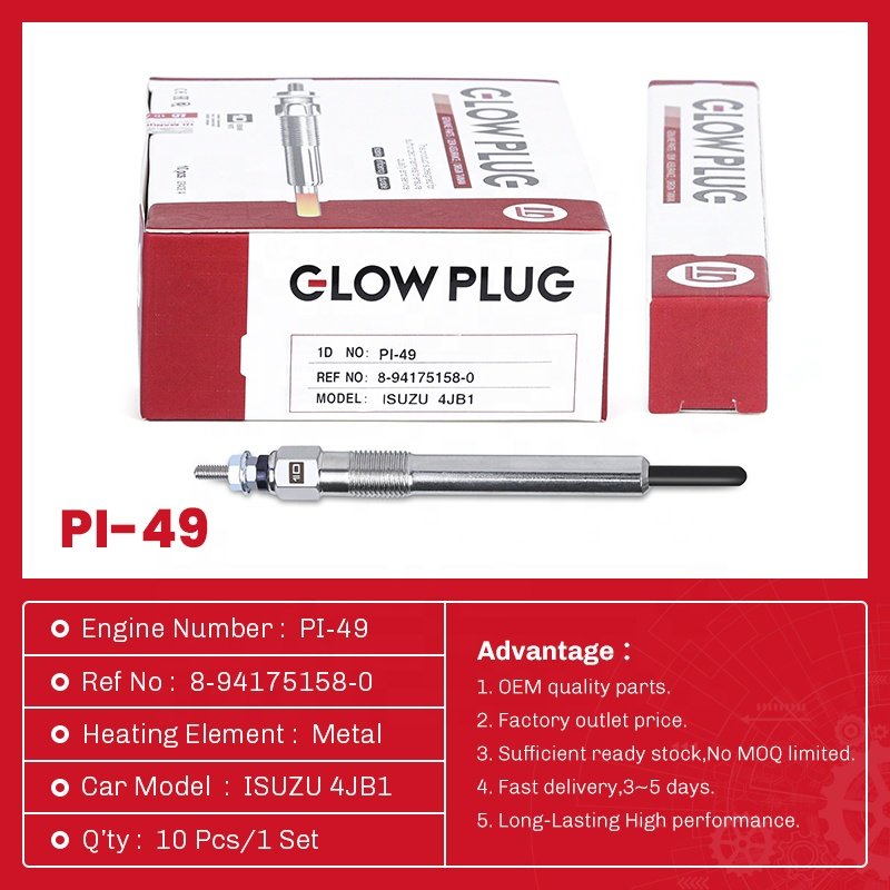 1D High Quality Auto Parts Manufacturer Glow Plug PI-49 8-94175158-0 for 4JB1