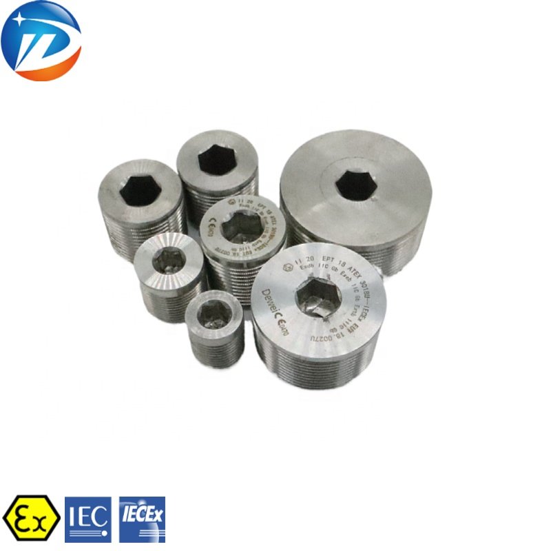 NPT Metric G IP66 brass stainless steel waterproof Explosion-proof male threaded stopping plug With ATEx IECEx Certificate