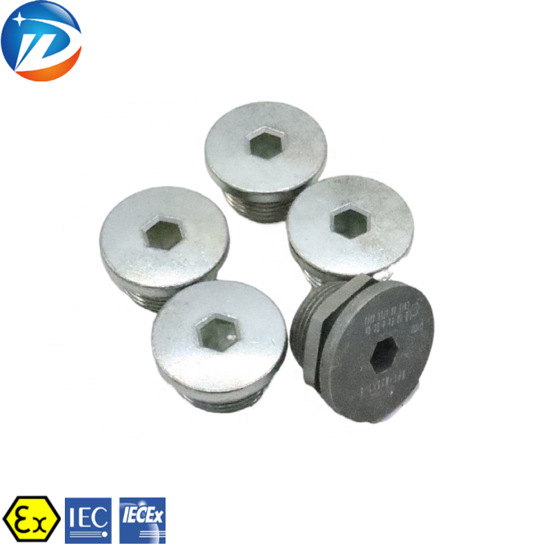 NPT Metric G IP66 brass stainless steel waterproof Explosion-proof male threaded stopping plug With ATEx IECEx Certificate