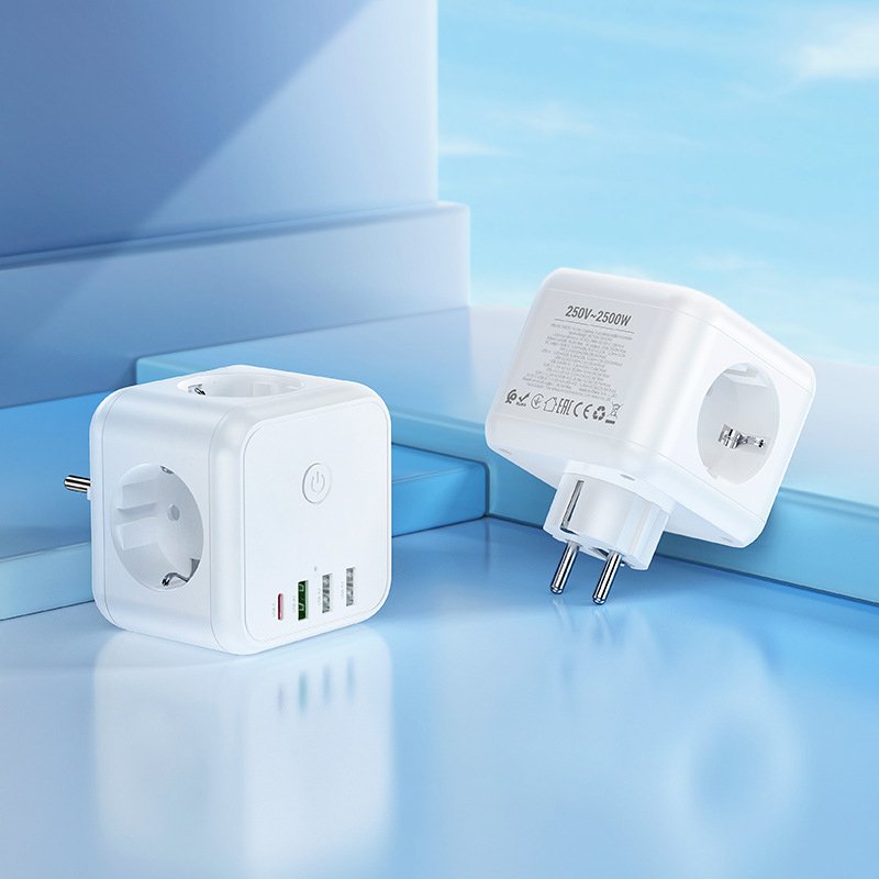 Cube socket Wall Outlet Extender 3 Way Flat Mini Indoor Plug Folding Outlet Splitter 3In 1 Rotatable Socket Converter
