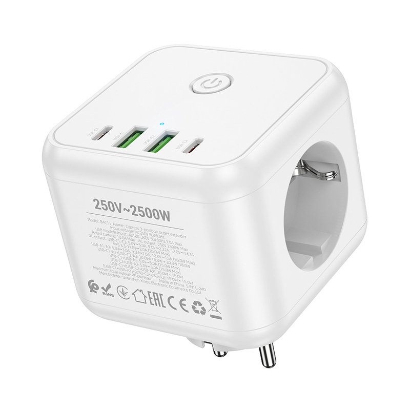 Cube socket Wall Outlet Extender 3 Way Flat Mini Indoor Plug Folding Outlet Splitter 3In 1 Rotatable Socket Converter