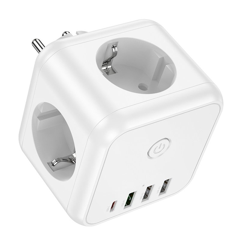 Cube socket Wall Outlet Extender 3 Way Flat Mini Indoor Plug Folding Outlet Splitter 3In 1 Rotatable Socket Converter