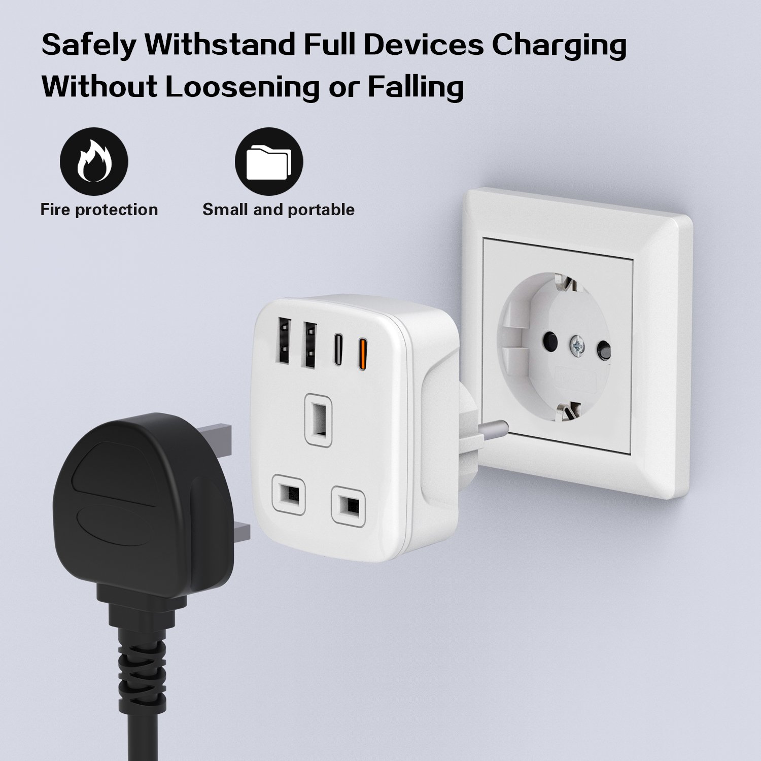 Europe to UK Plug Adapter Unidapt Adapter 4 USB Wall Charger Travel Power Plug Adapter EU to British Foldable plug