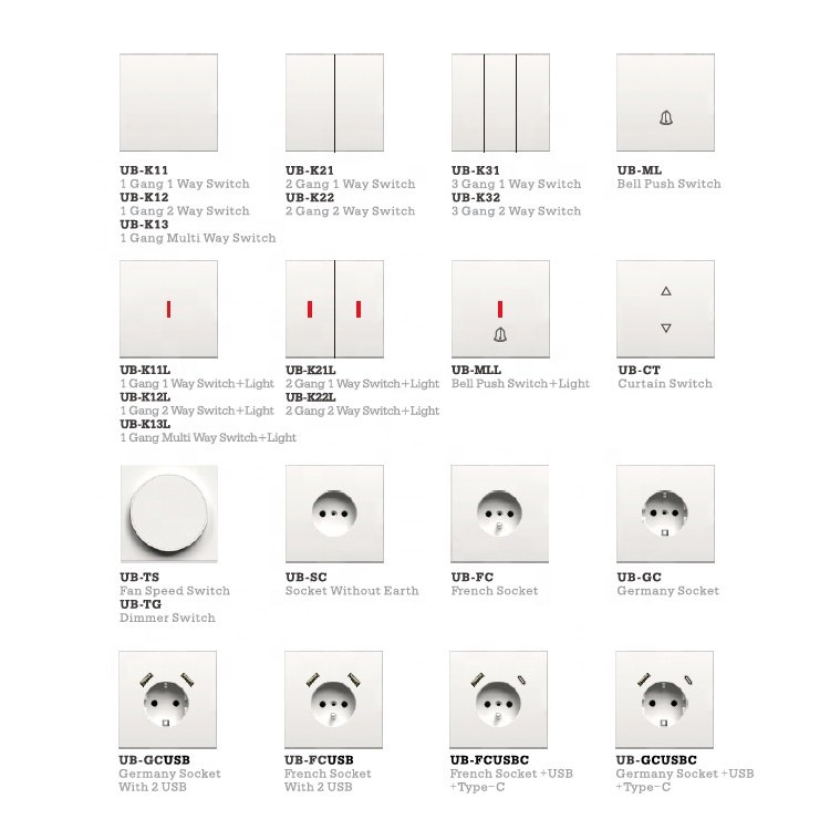 Honyar Factory Wholesale Speed Wiring European Standard Electrical Wall Switches and Socket
