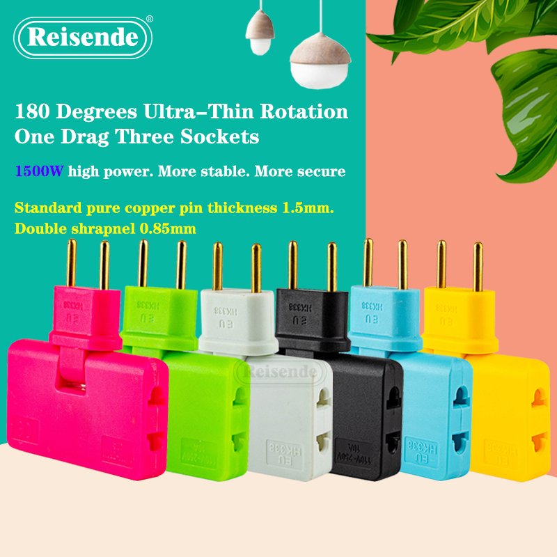 EU Plugs Converter One In Three 180 Degree Extension Plug Multi Plug Mini Slim Wireless Outlet Adapter