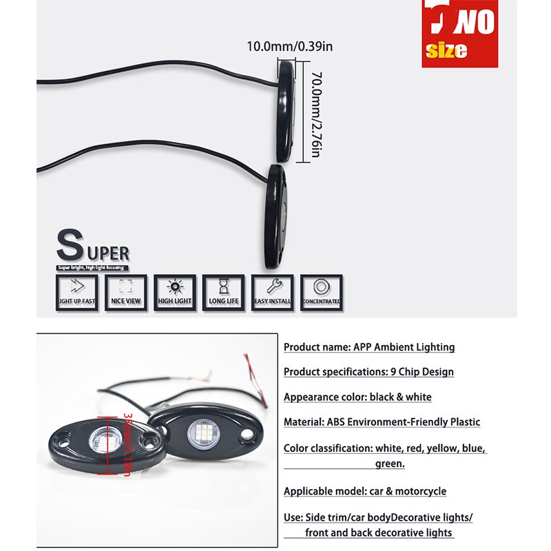 Waterproof Single Color 9W 9 Led Rock Lights Pods Car Purple Pure White Rock Lights For Trucks Car SUV