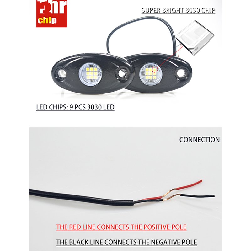 Waterproof Single Color 9W 9 Led Rock Lights Pods Car Purple Pure White Rock Lights For Trucks Car SUV