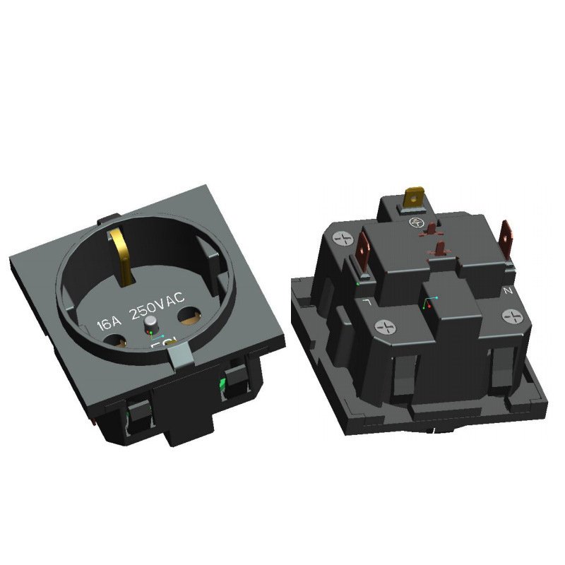 IEC Male Power Plug Socket 10/16A 250VAC 3 Pin Brass Receptacle for Industrial Use Compatible UK US EU AU South Africa Standards