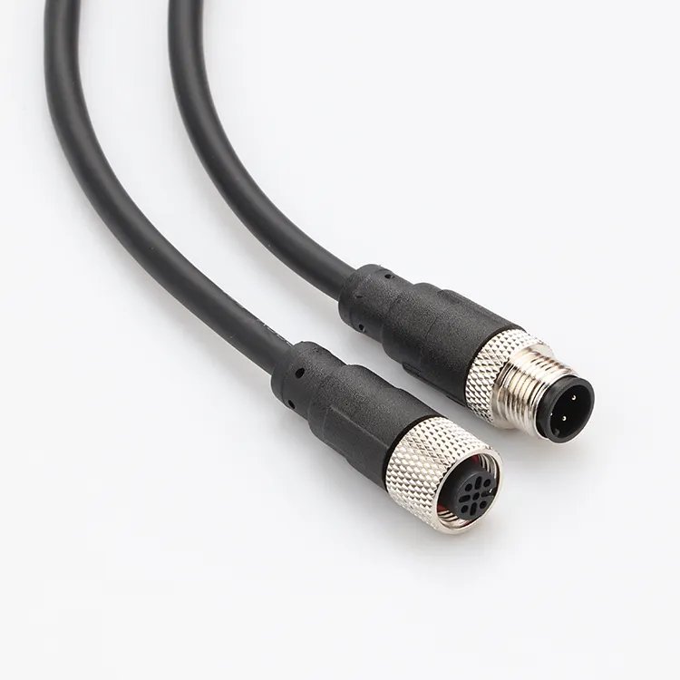 Good Price M12 waterproof aviation plug 3 4 5 6 8 pin straight male female connector M12 cable assembly