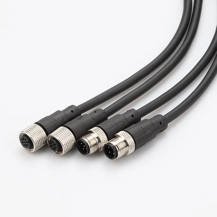 Good Price M12 waterproof aviation plug 3 4 5 6 8 pin straight male female connector M12 cable assembly