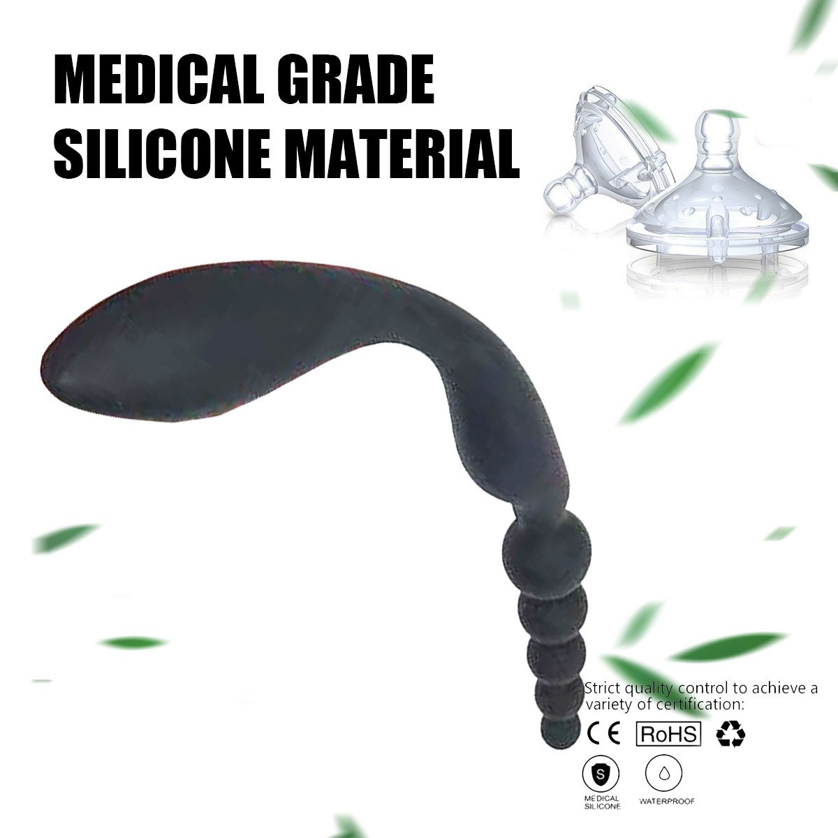 Silicone backcourt pull bead anal plug two universal head and female masturbation device