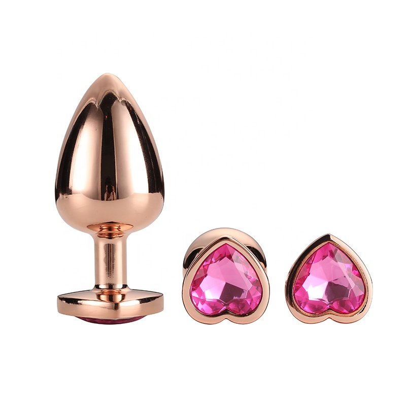 Factory Direct Sale Rose gold heart shape Anal Plug adult products Metal sex toy Anal Pleasure for men and women