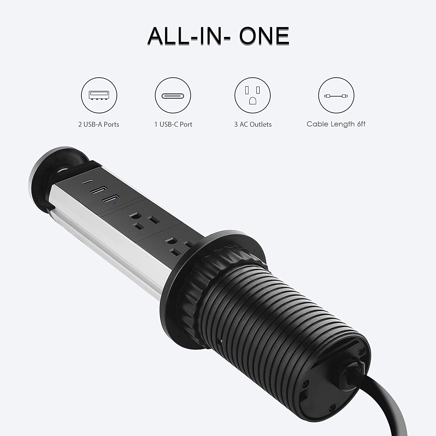Tabletop Manual Pop Up Power Socket With USB Kitchen Office Pop Up Power Socket With Multi Plug Embedded Retractable Power Strip