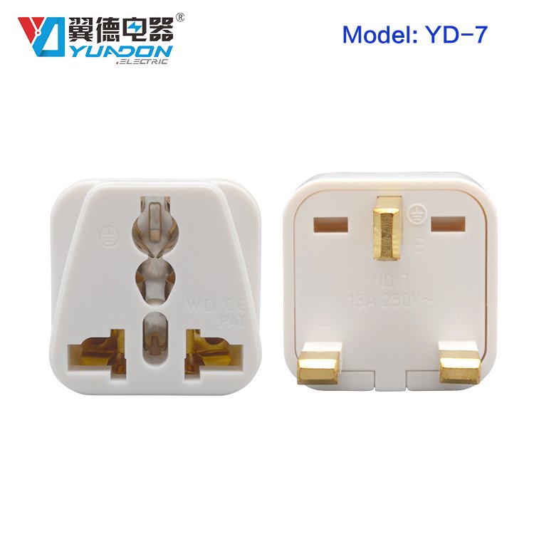 YUADON YD-7 Universal Travel UK 3 pin Plug Power Adapter Multi-use 13A 3 pin Flat Plug