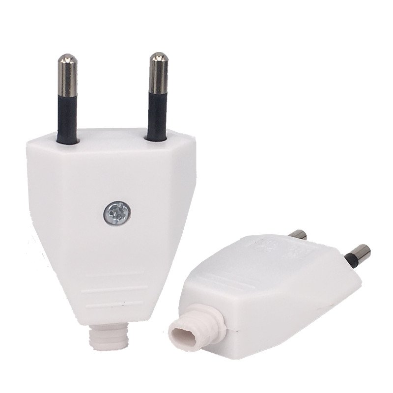 Eu Round Pin Adaptor Plug 250v 10a 2 Pin Power Plug With European Style Connector