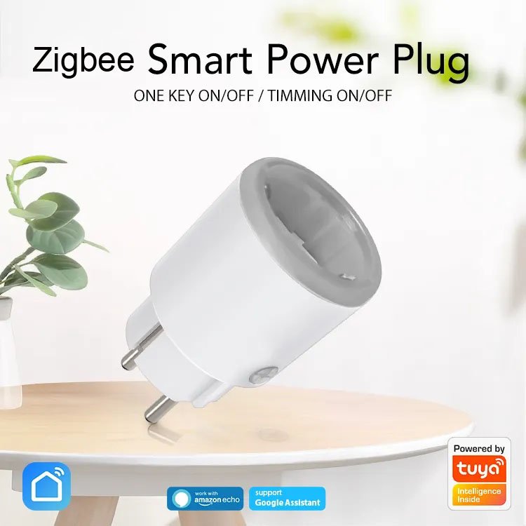 tuya zigbee smart remote control FR france socket plug outlet with power meter monitor work with alexa and google home