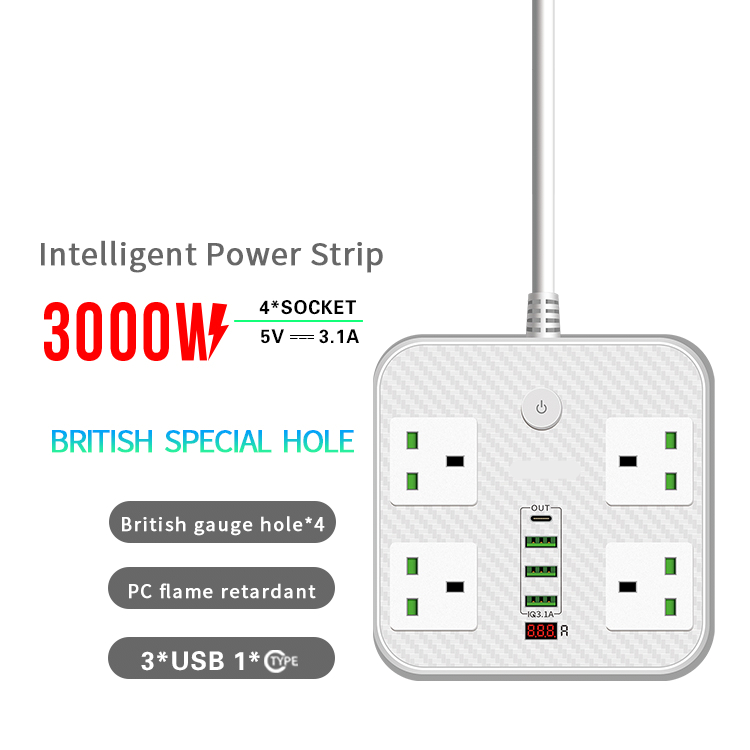 Factory Customization Desktop Extension Socket Multi Plug Power Socket Extension With Type C