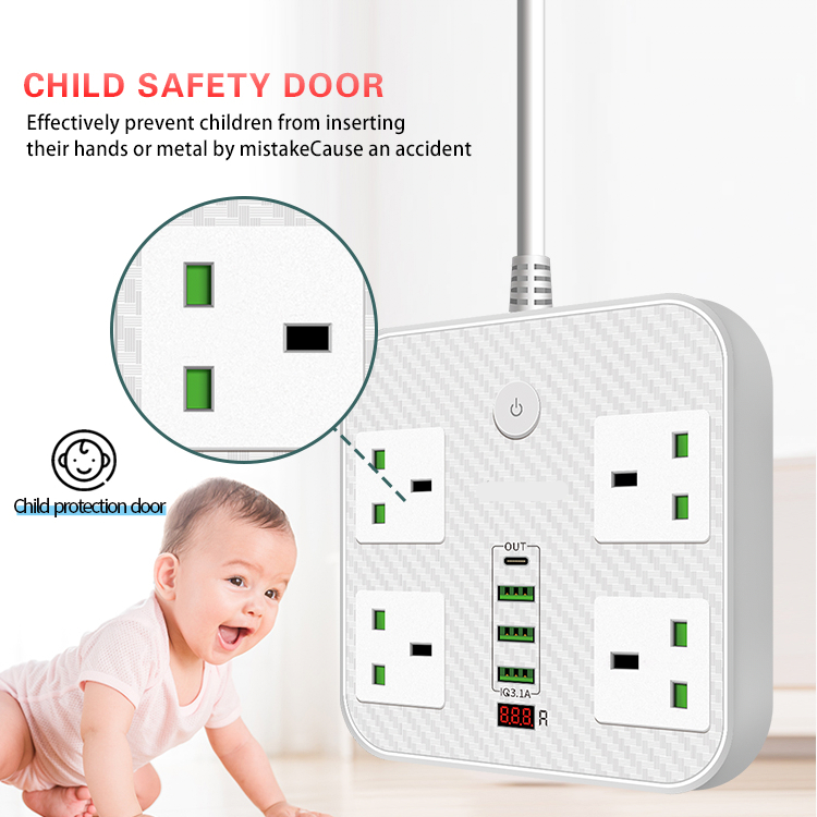 Factory Customization Desktop Extension Socket Multi Plug Power Socket Extension With Type C