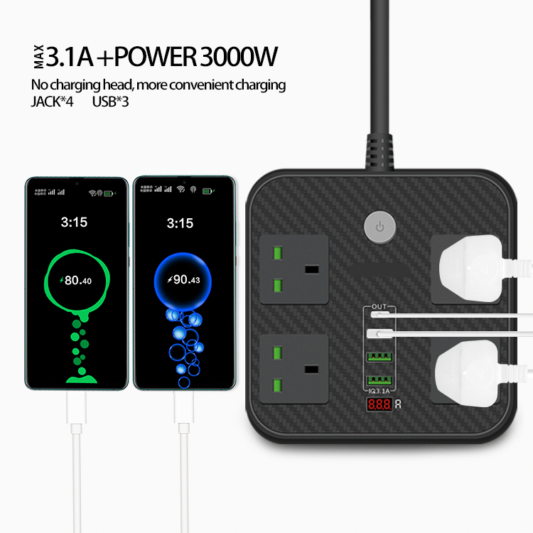 Factory Customization Desktop Extension Socket Multi Plug Power Socket Extension With Type C