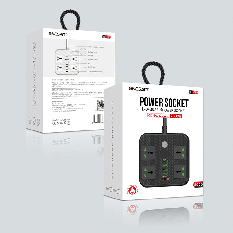 Factory Customization Desktop Extension Socket Multi Plug Power Socket Extension With Type C