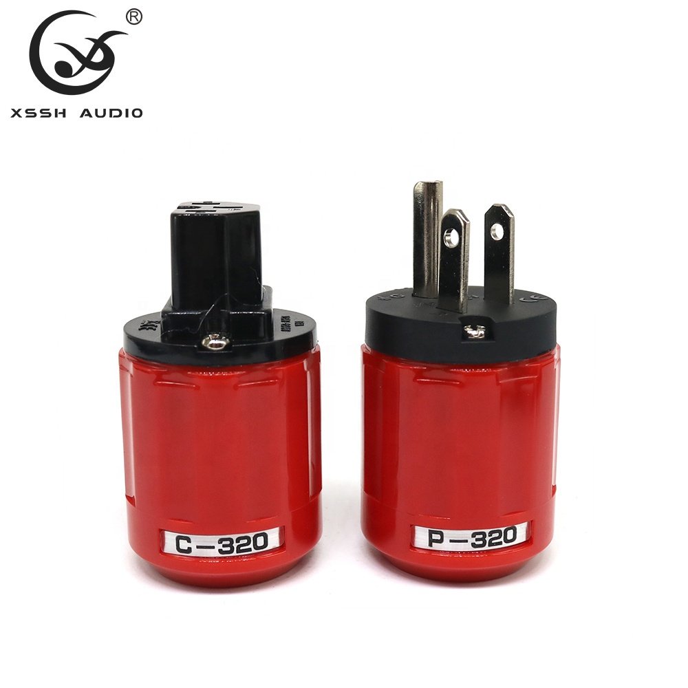 Power Electrical Jack XSSH OEM DIY HIFI Audio Rhodium Gold Plated Brass 3 Pins US AC Power Plug Connector for Big Power Cable