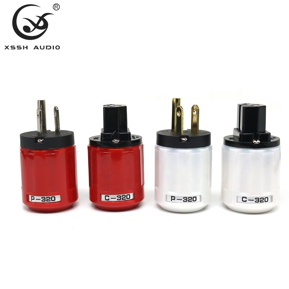 Power Electrical Jack XSSH OEM DIY HIFI Audio Rhodium Gold Plated Brass 3 Pins US AC Power Plug Connector for Big Power Cable