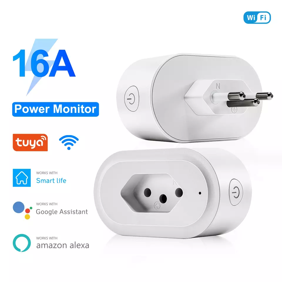 Factory Supplier Tuya Smart Life Brazil Smart Wifi Plugs Sockets With Energy Monitor Alexa Smart Plug