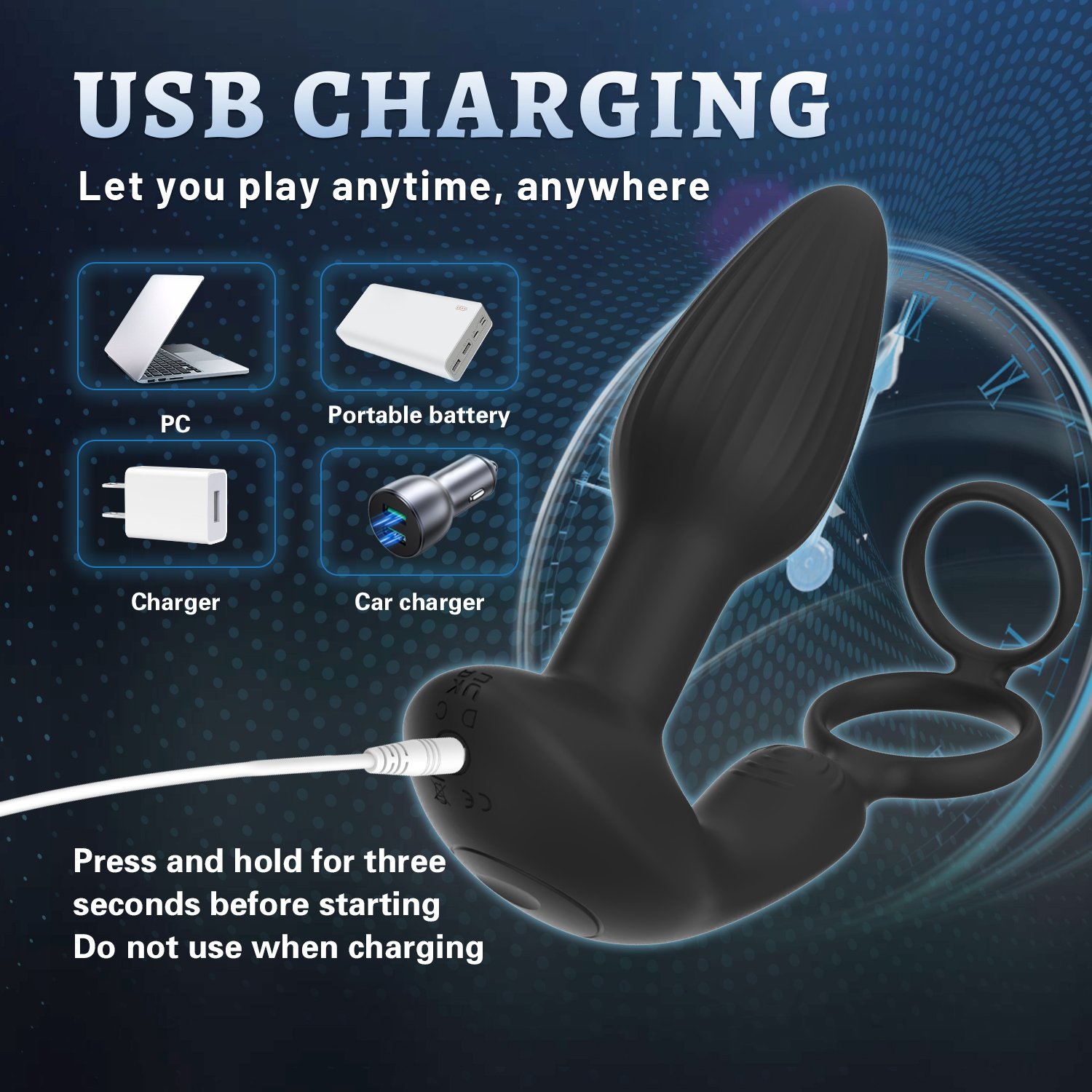 2 Heads Vibration Powerful Silicone Anal Plug With Cock Ring Remote Control Vibrating Rotating Prostate Massage Anal Vibrator