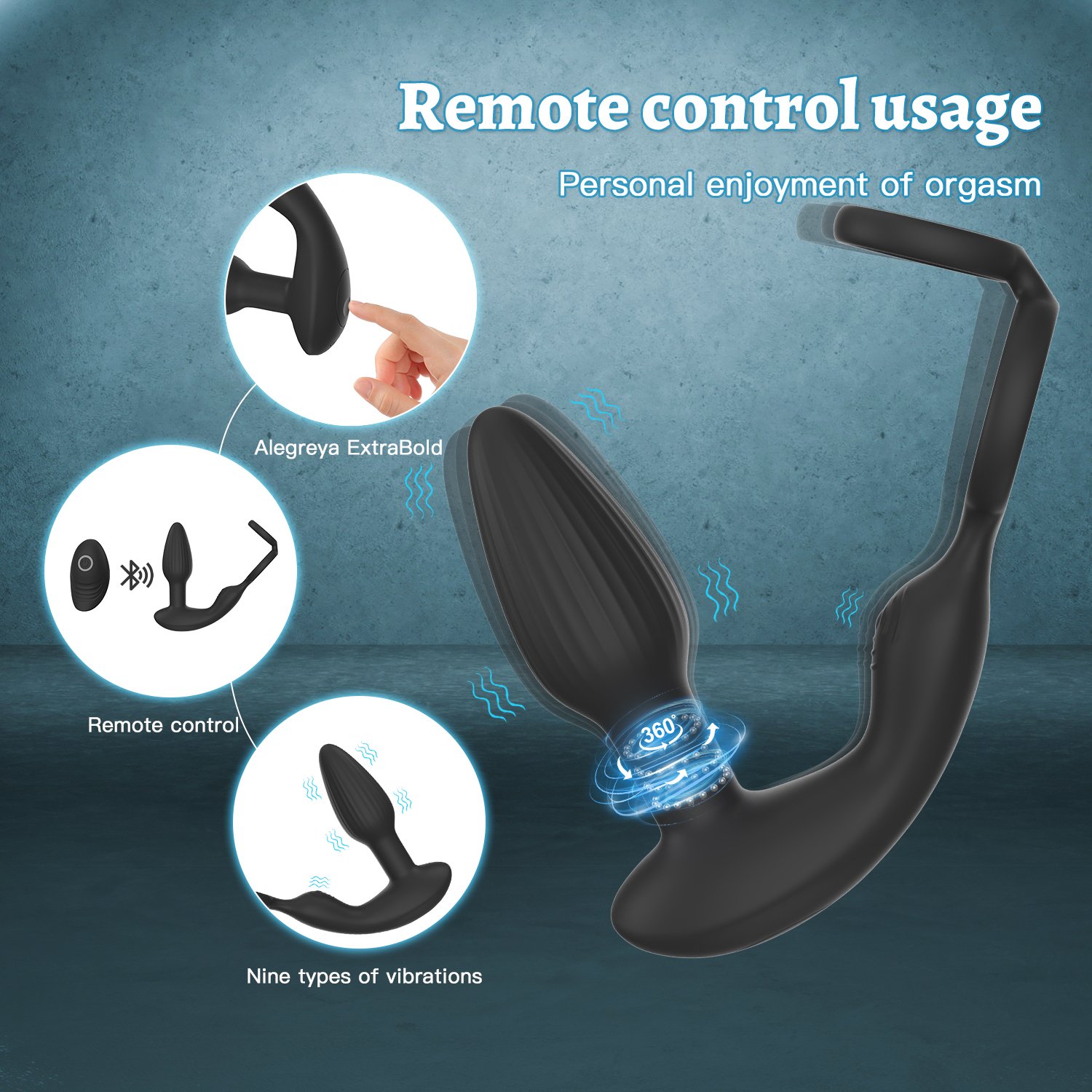 2 Heads Vibration Powerful Silicone Anal Plug With Cock Ring Remote Control Vibrating Rotating Prostate Massage Anal Vibrator