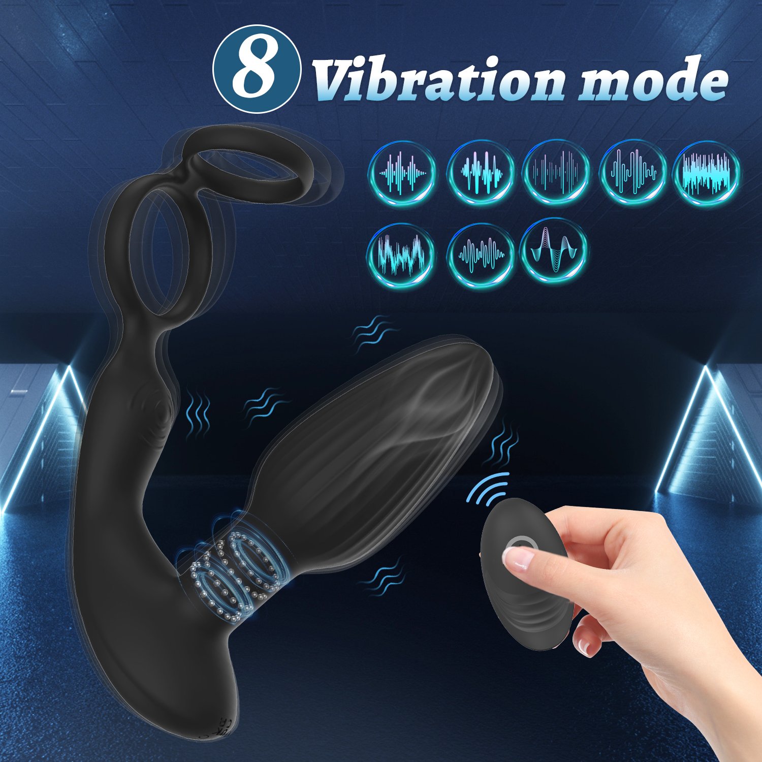 2 Heads Vibration Powerful Silicone Anal Plug With Cock Ring Remote Control Vibrating Rotating Prostate Massage Anal Vibrator