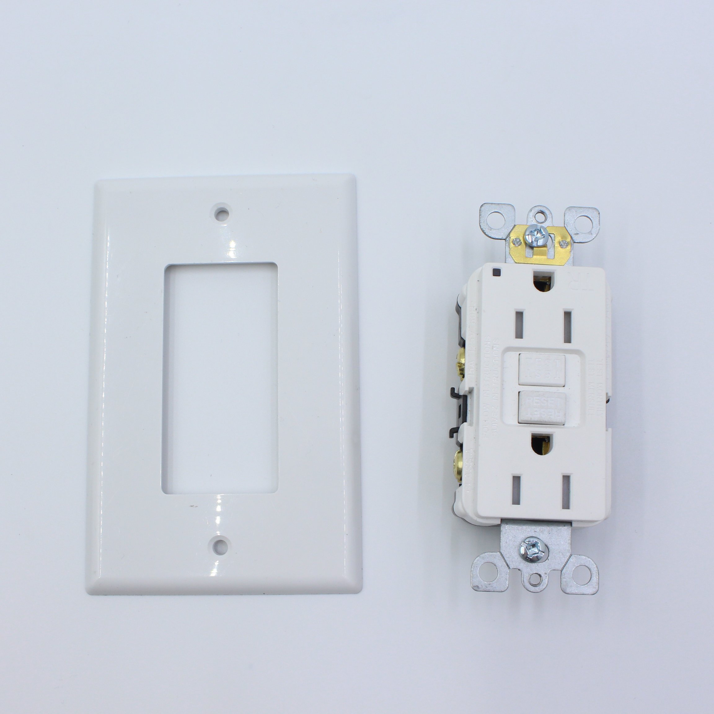 ETL Lumex GF15 GFCI Wall Receptacle Outlet 15A Double White Ivory Socket for AC Electrical Plug Single Phase 125V for Home Use