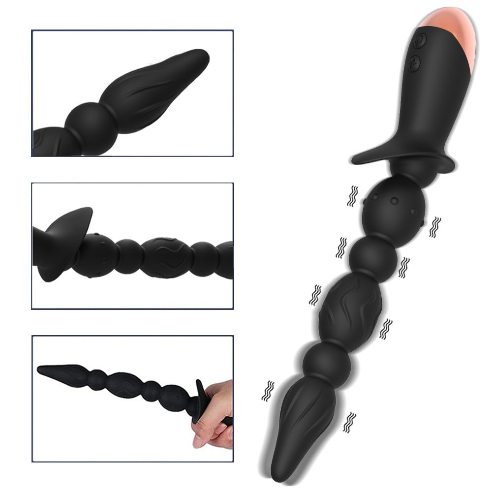 Soft touch Silicone suction cup ball pulling vibrating anal bead plug G-spot anal expansion strip massager