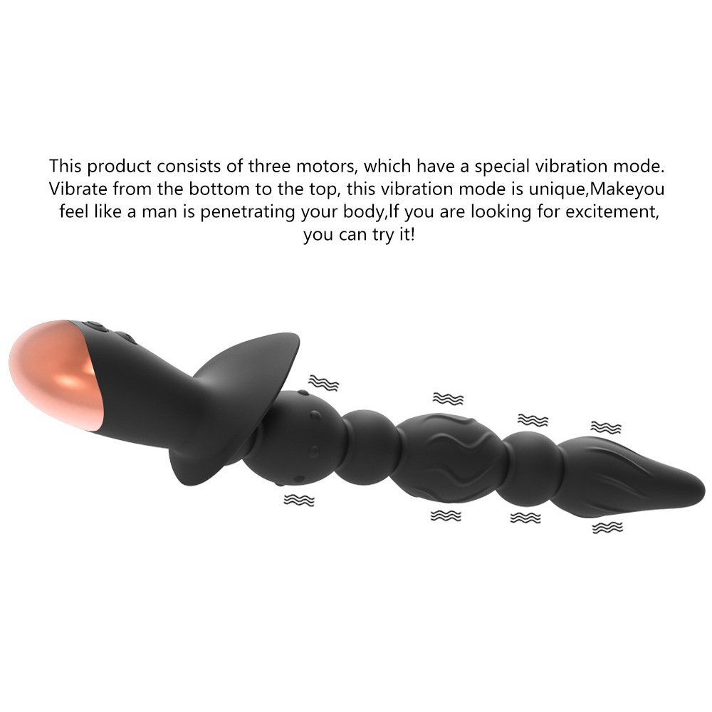 Soft touch Silicone suction cup ball pulling vibrating anal bead plug G-spot anal expansion strip massager