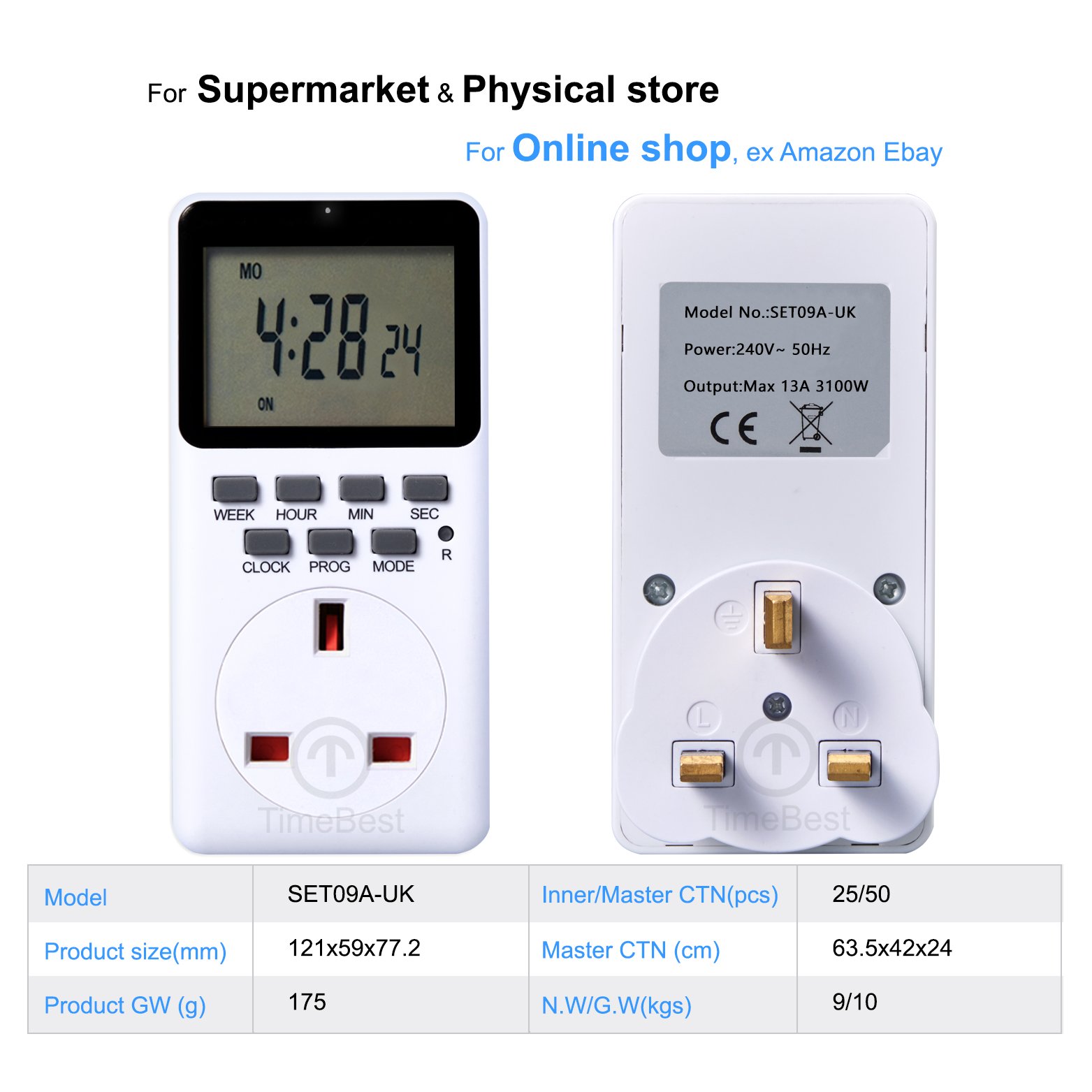 Hot Sell 240V digital timer with plug electric programmable timer switch