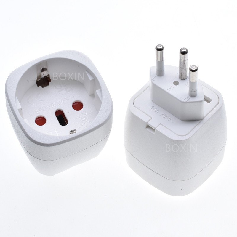 Swiss travel conversion plug, EU Germang to Switzerland 3 pin plug 10A 250V