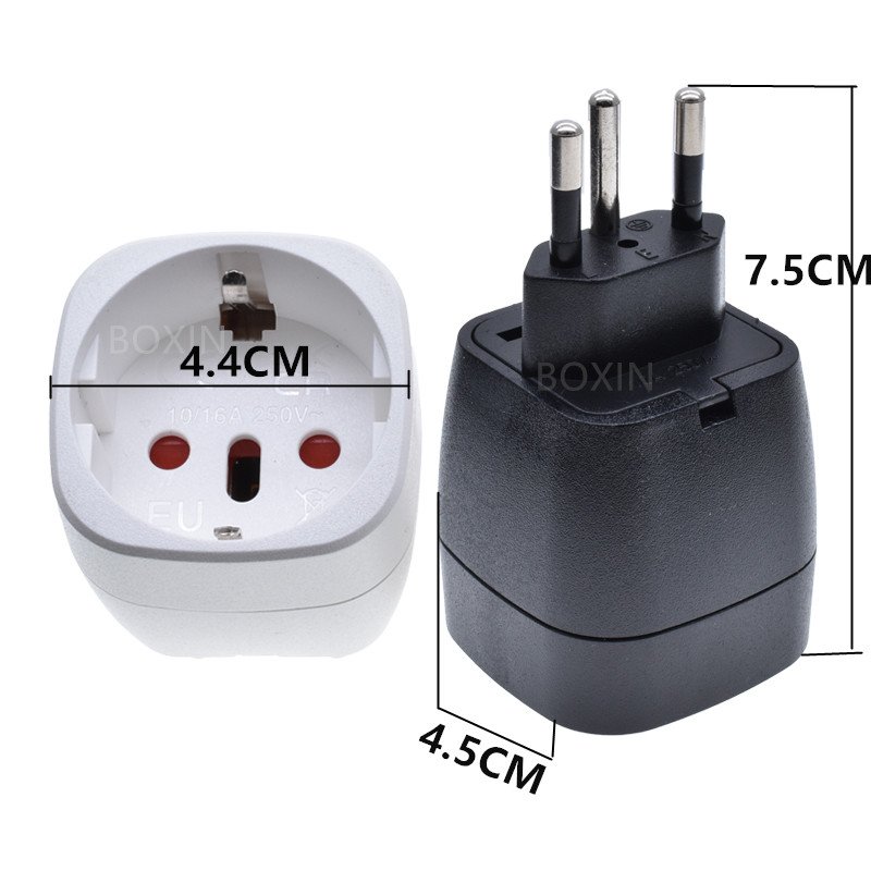 Swiss travel conversion plug, EU Germang to Switzerland 3 pin plug 10A 250V