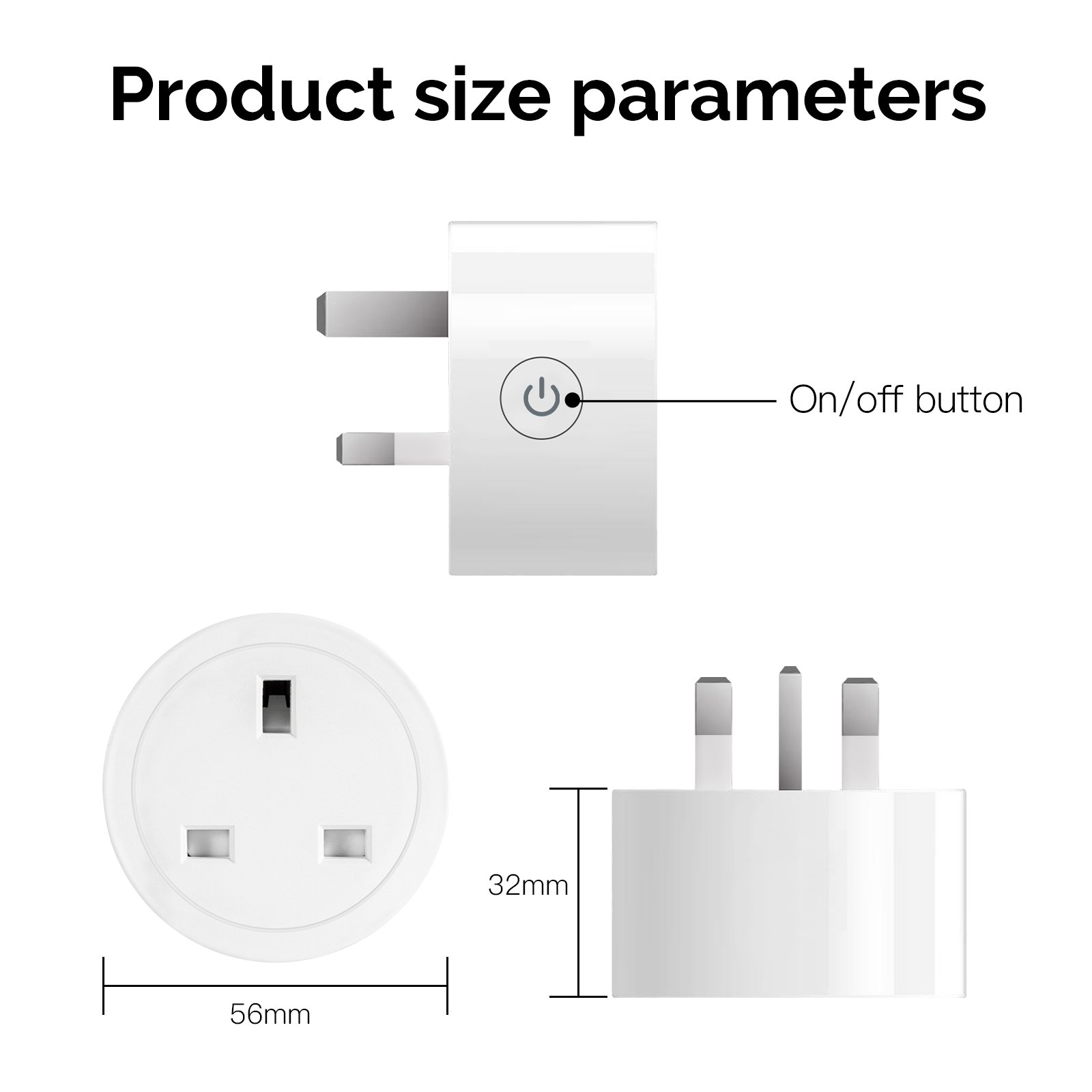 WiFi Smart Power Socket Plug Brightness Adjust Timer Plug Tuya Smart Life App Compatible for Amazon Alexa Google Assistant