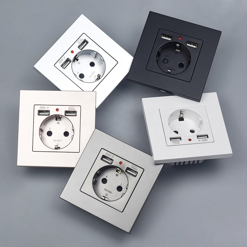Socket with usb and type c eu power wall switch plug charger usb socket