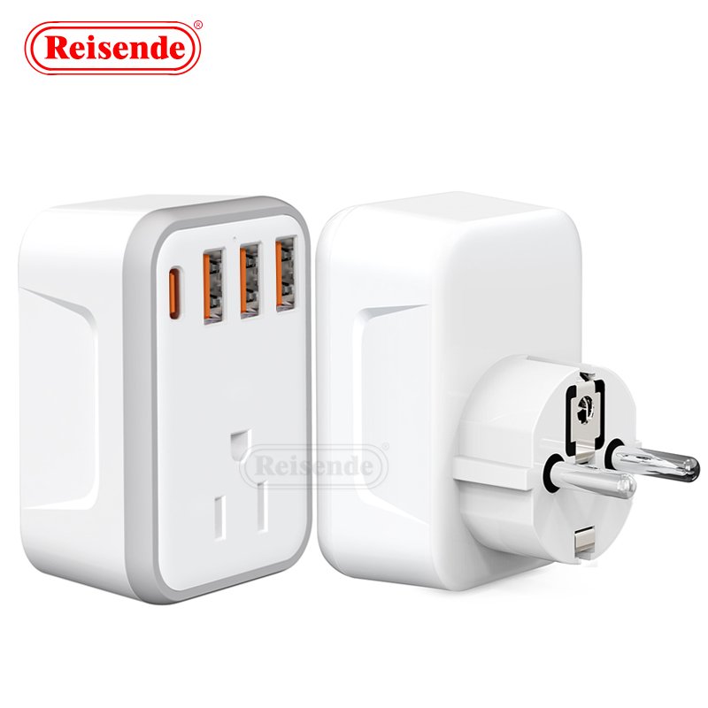 US EU US GER UK Travel Plug Adapter 3 USB 1 Type-C 1 Socket One-Turn Multi-Extension Wall Socket AC Power Strips Safety