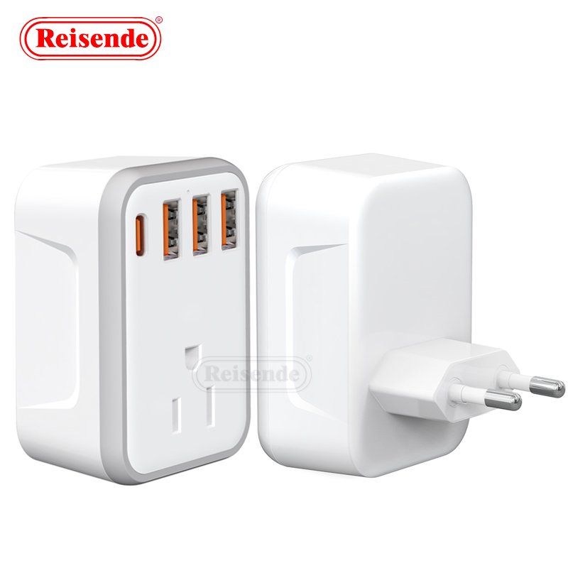 US EU US GER UK Travel Plug Adapter 3 USB 1 Type-C 1 Socket One-Turn Multi-Extension Wall Socket AC Power Strips Safety