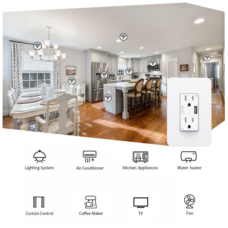 15a duplex decorator smart wifi modern home indoor receptacle ul 110 outlet plug small with usb
