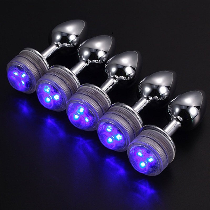 New Removable Electric Led Button Bottom With Flashing Light Colorful Small Medium Large Butt Dilators Adult Sex Toys Anal Plug