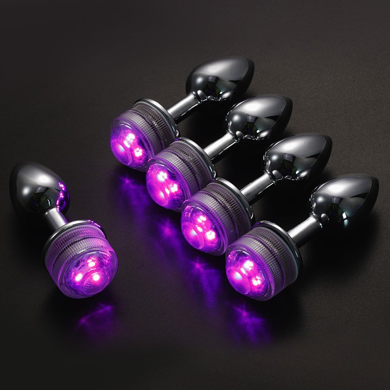 New Removable Electric Led Button Bottom With Flashing Light Colorful Small Medium Large Butt Dilators Adult Sex Toys Anal Plug